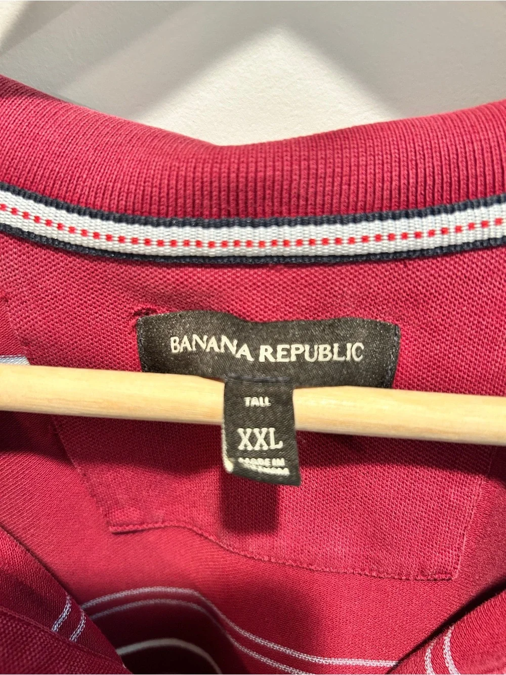 Banana Republic Men’s Tall XXL Burgundy Striped Polo Shirt Elephant Logo